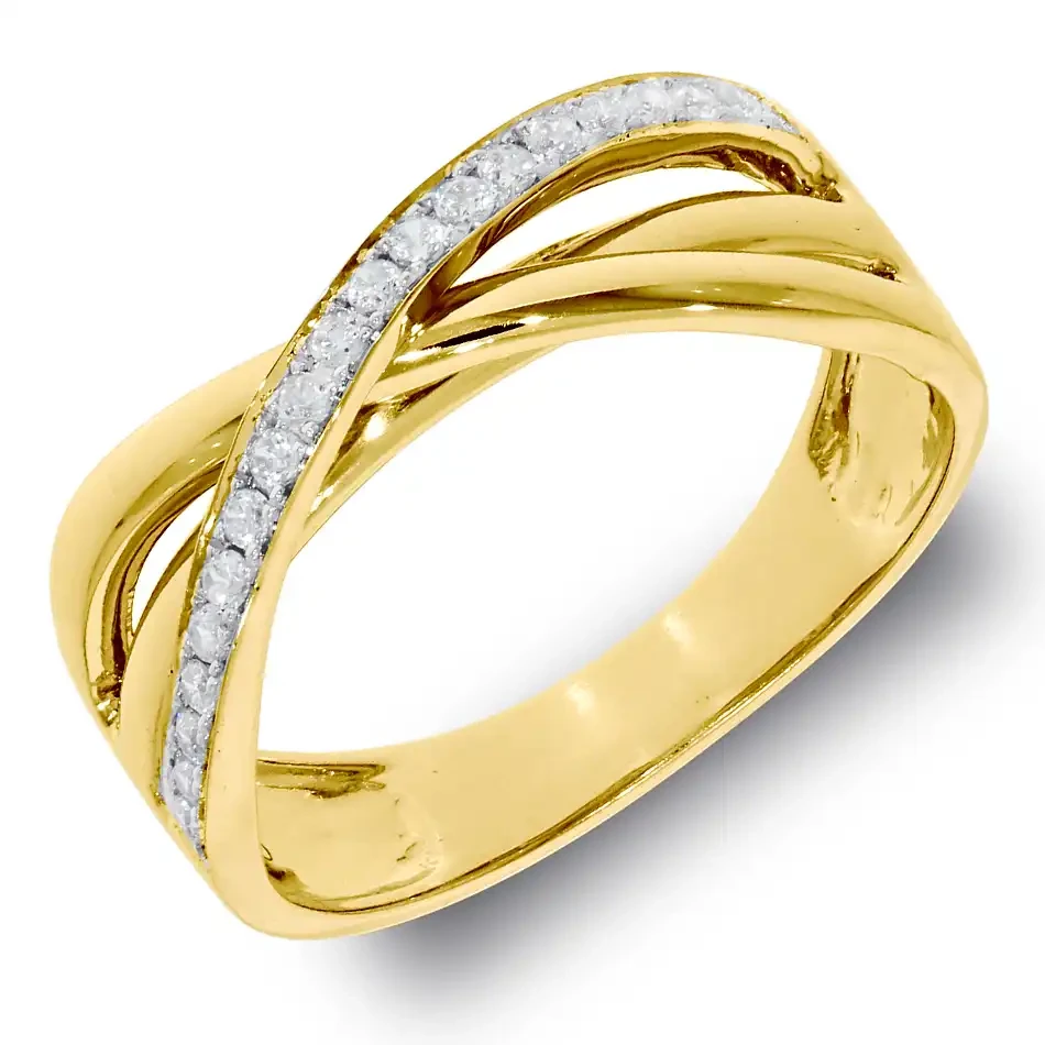 Crossover ring met diamanten | 20-0.18 crt | H-SI