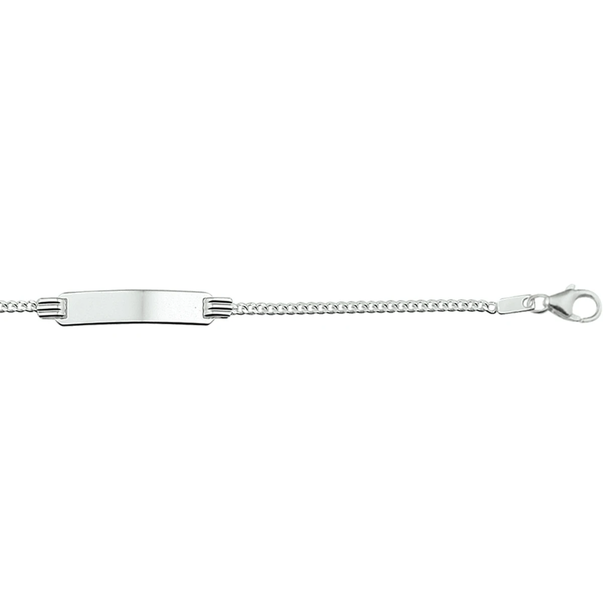 graveerarmband gourmette 4 zijdes geslepen plaat 4,8 mm zilver wit