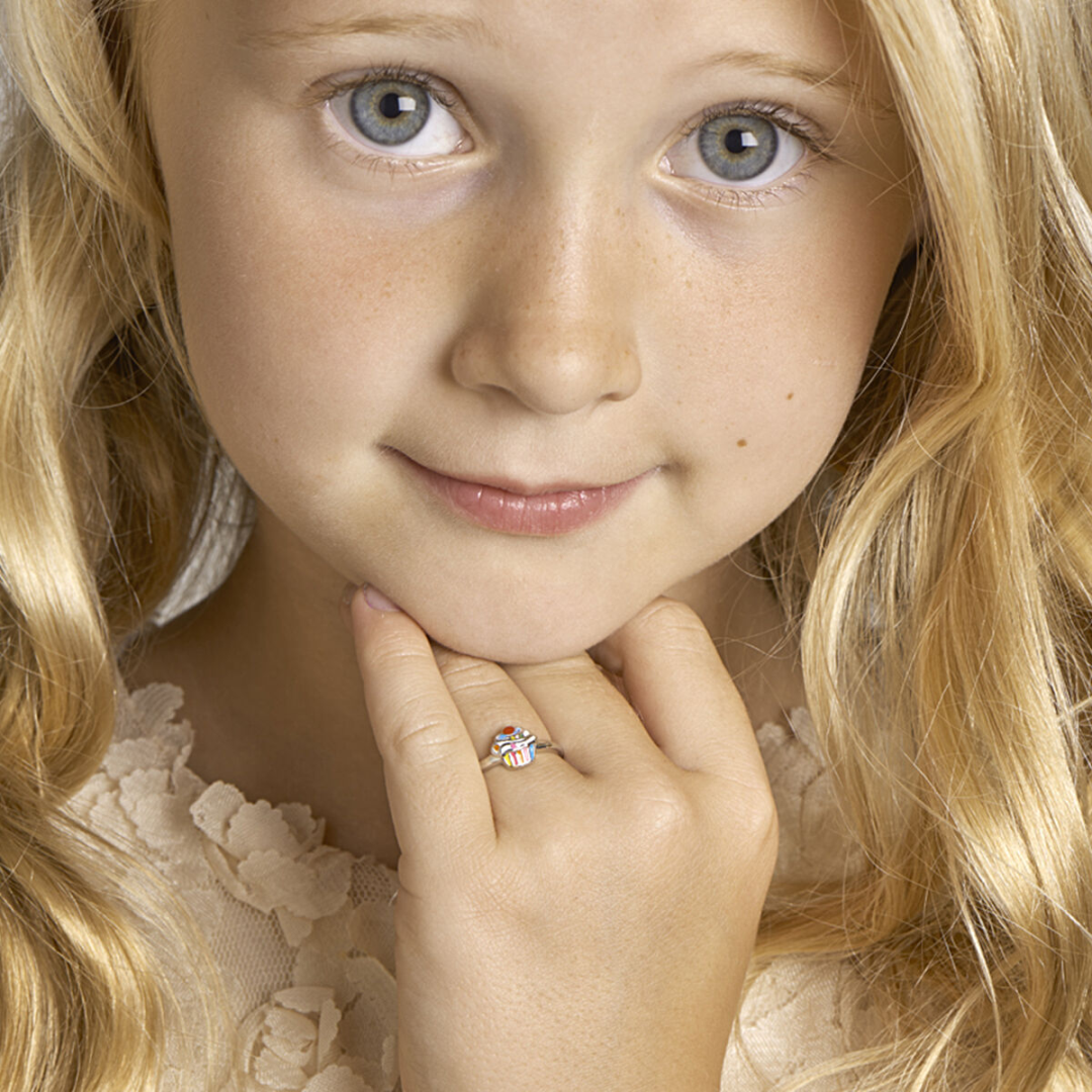 Ring Blauw,geel,oranje,rood,roze,wit,zilver