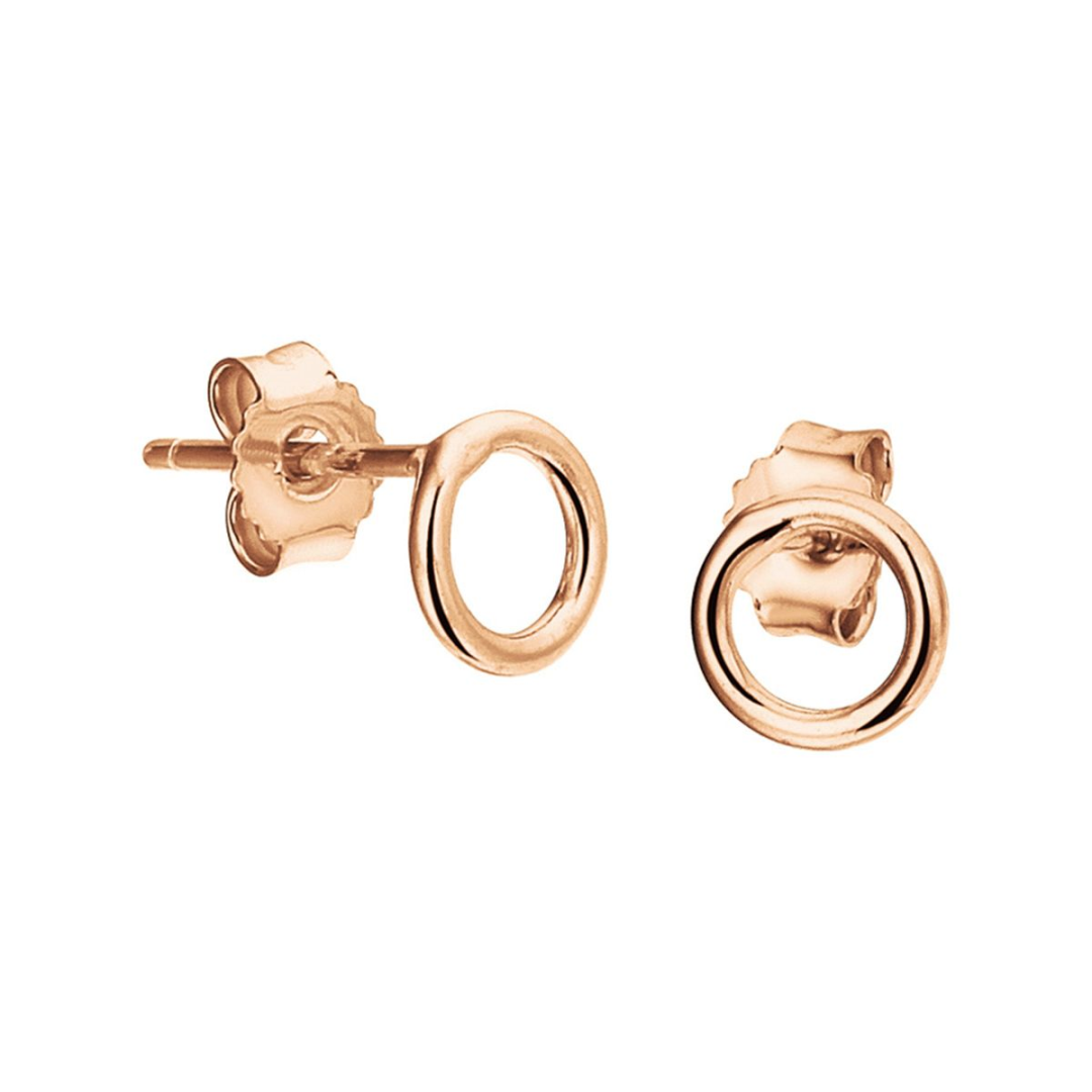 Zilver rose vergulde oorknop open rondje