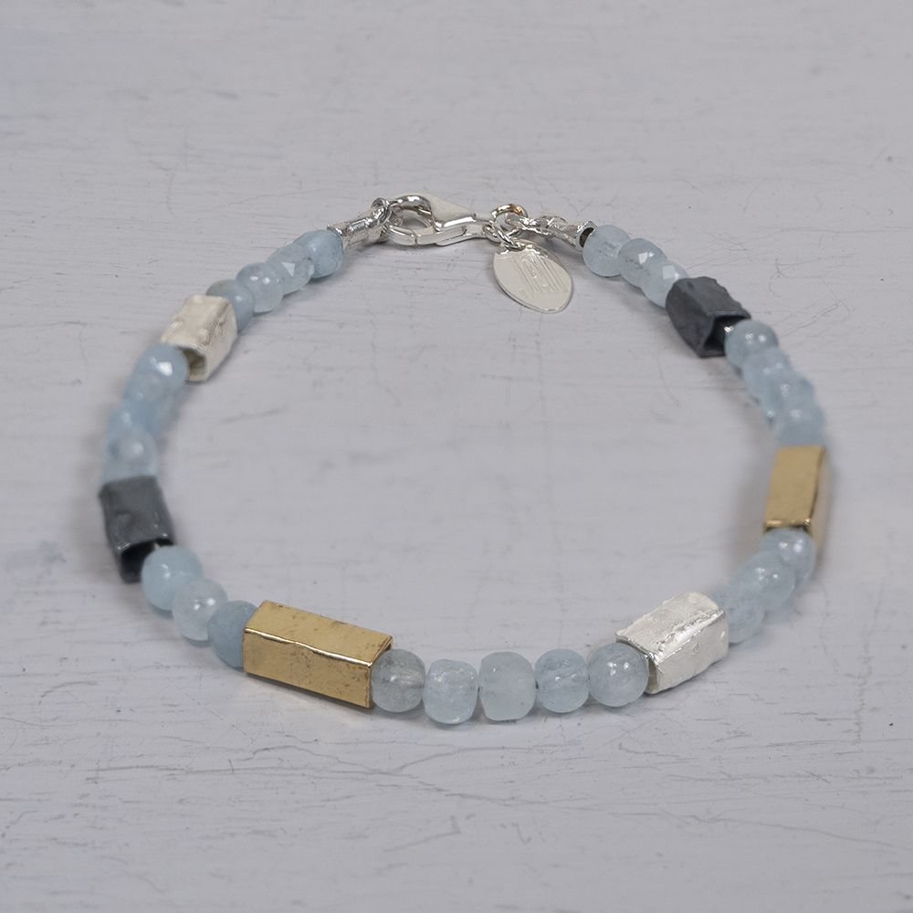Armband zilver aquamarijn