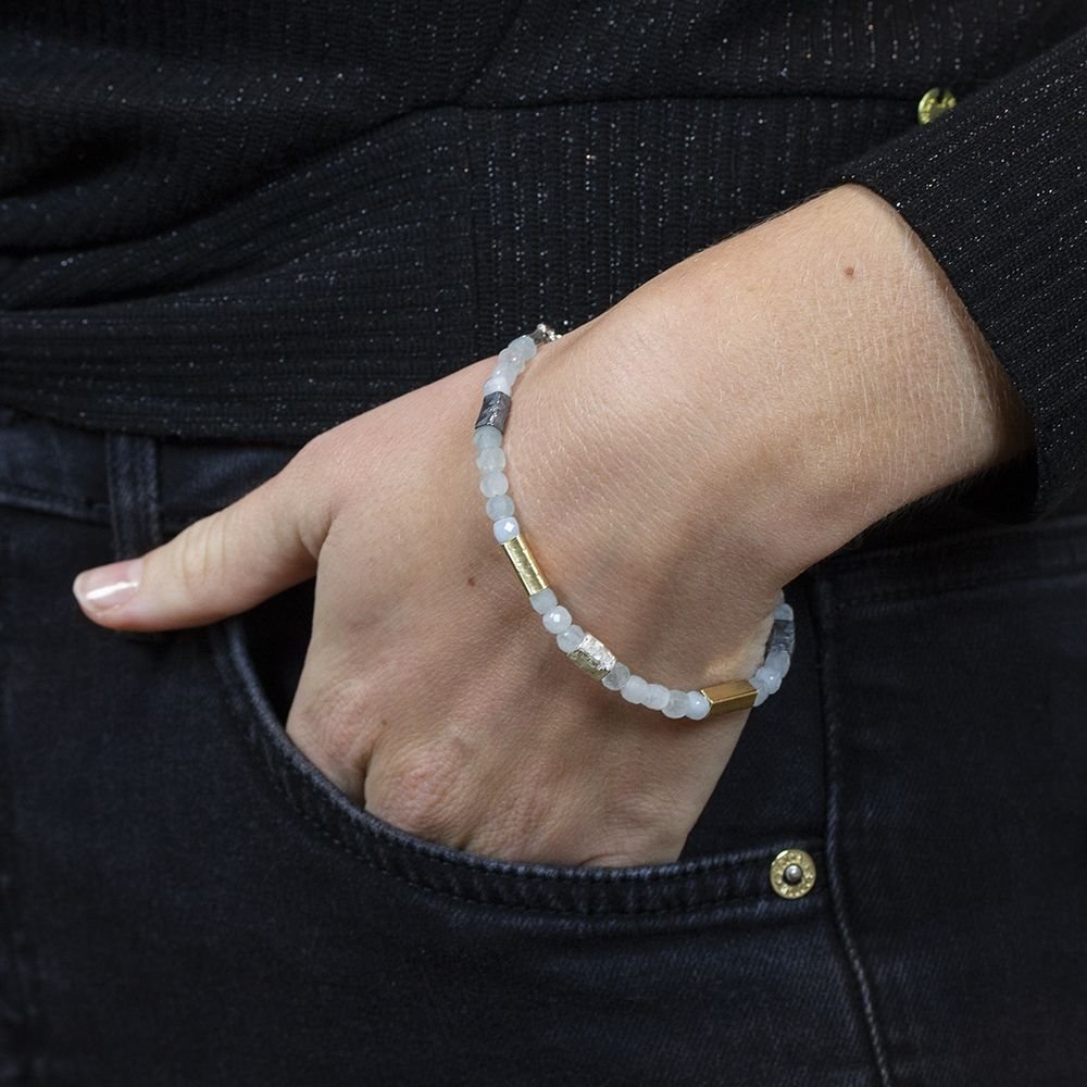 Armband zilver aquamarijn