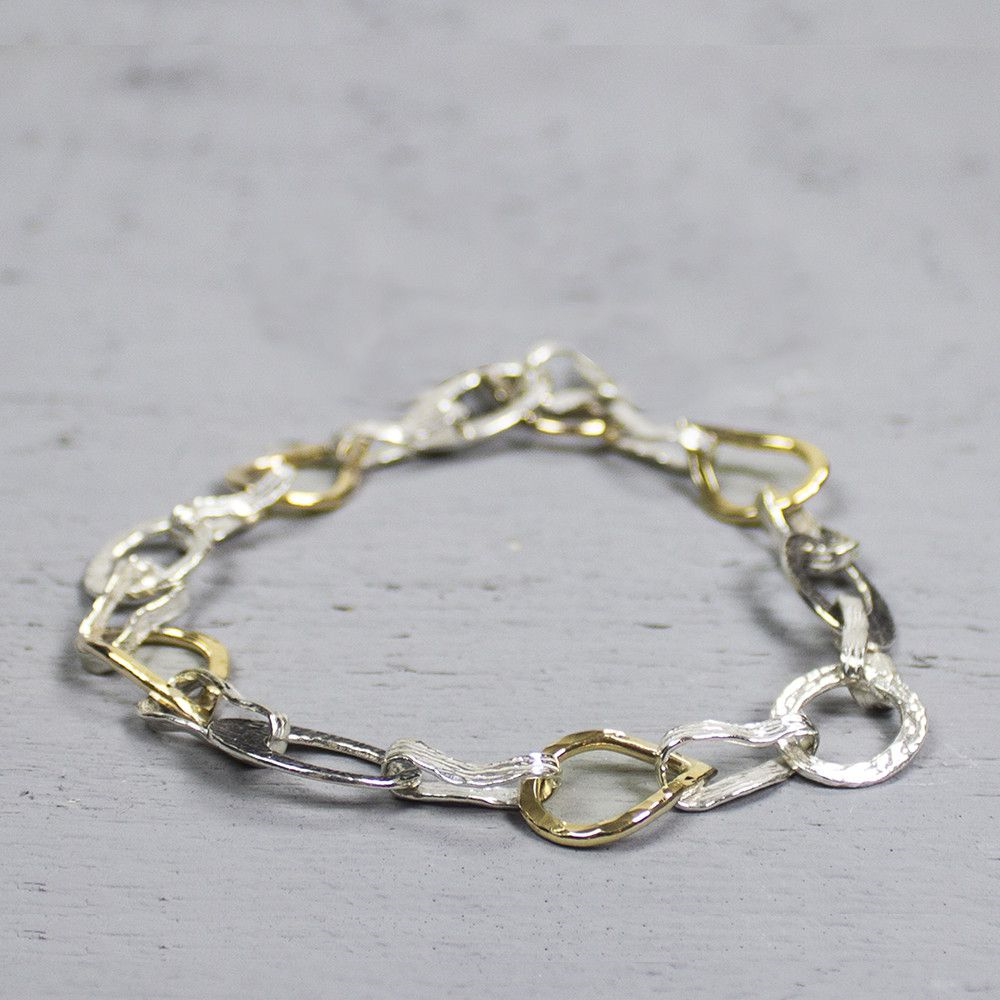 Armband zilver + Goldfilled open schakels