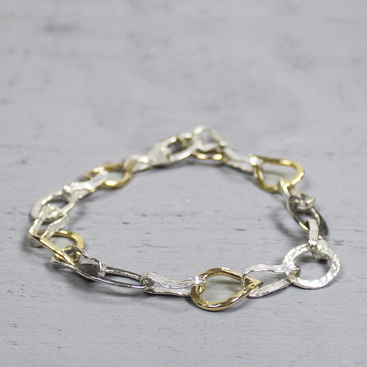Armband zilver + Goldfilled open schakels