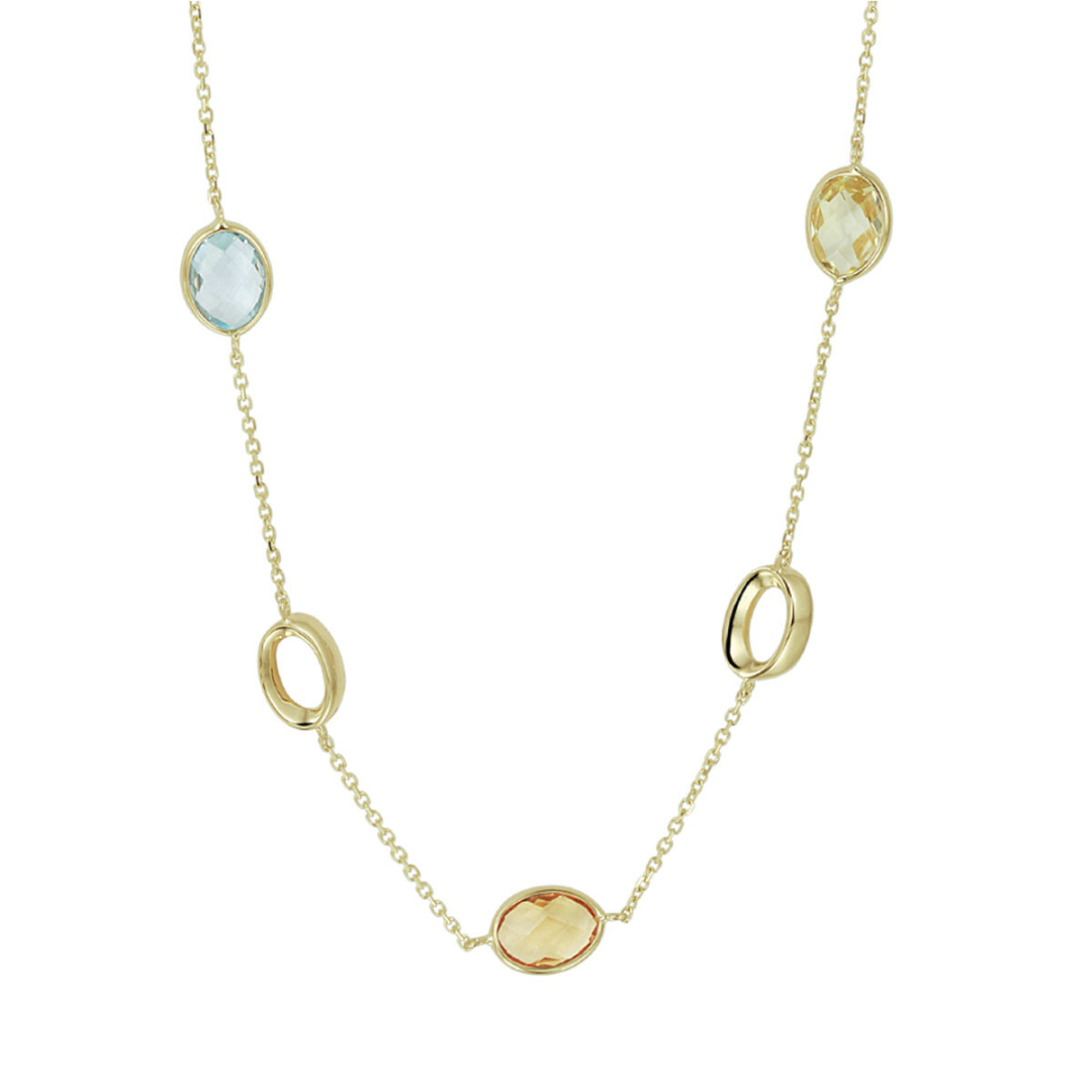 Collier Blauw,geel,geel,groen,lichtbruin,paars,roze