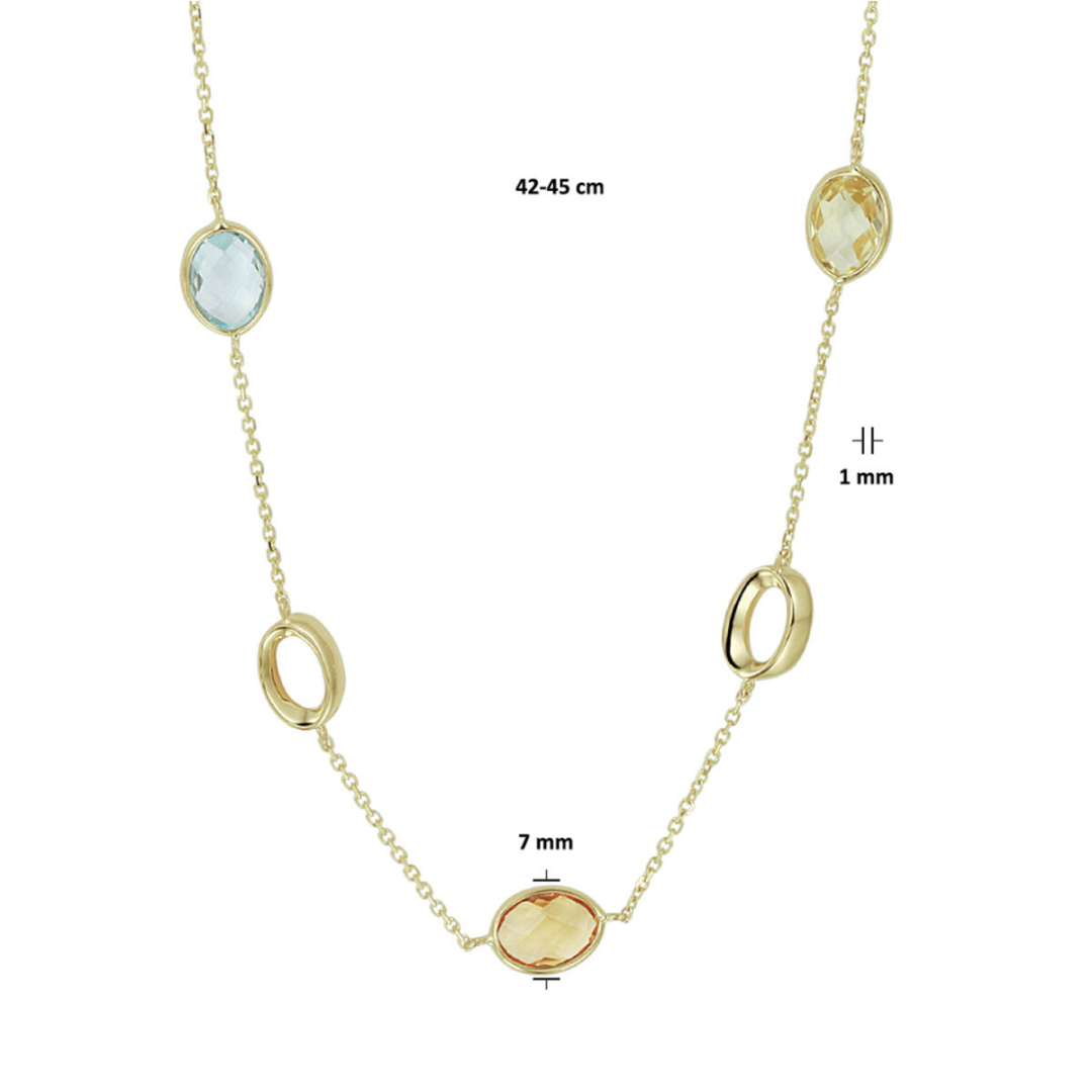 Collier Blauw,geel,geel,groen,lichtbruin,paars,roze