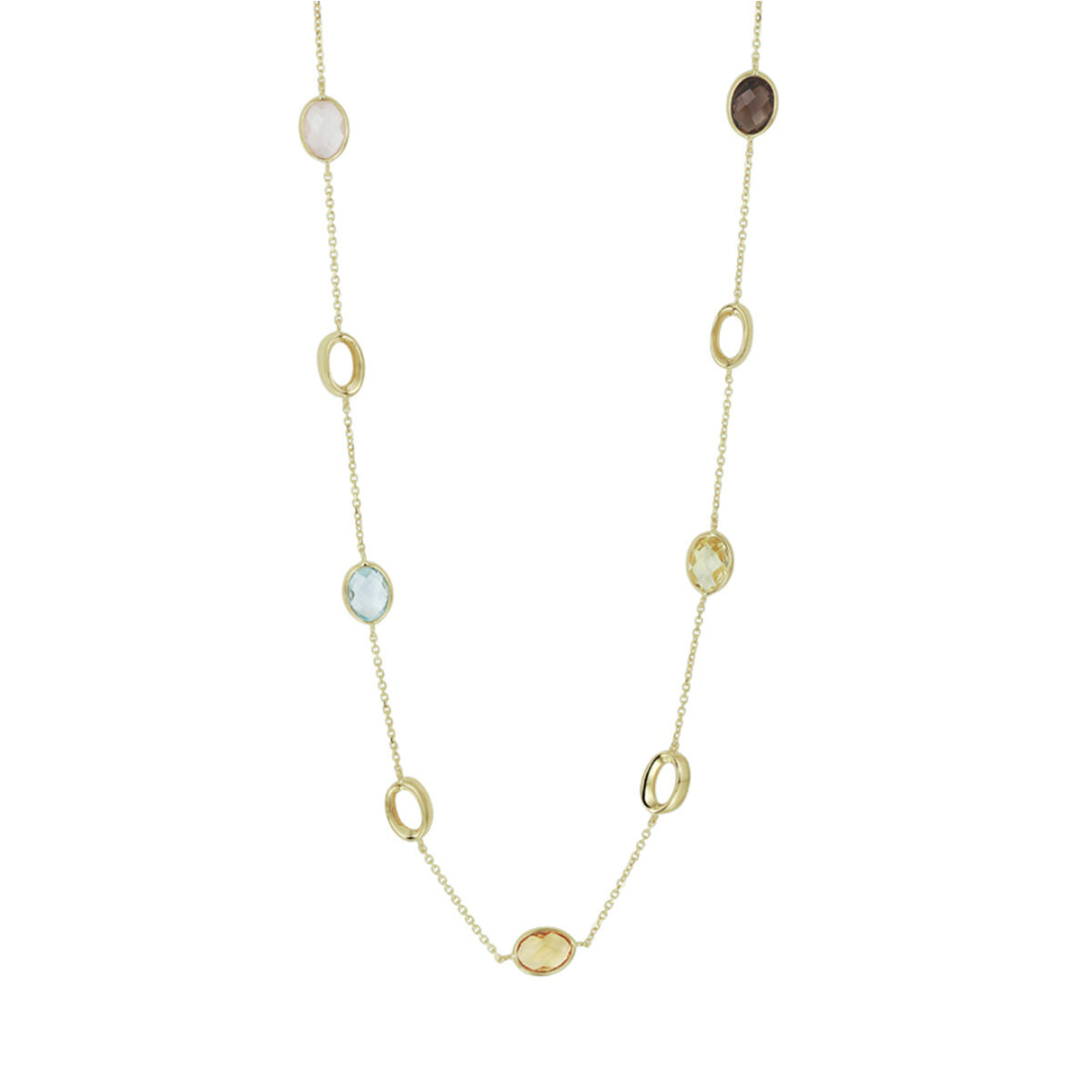 Collier Blauw,geel,geel,groen,lichtbruin,paars,roze
