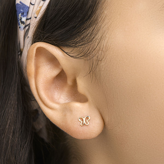 oorknoppen vlinder 5,5 mm 14K geelgoud