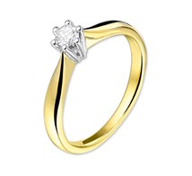 ring diamant 0.15ct h si 14K bicolor goud geel/wit