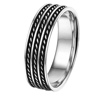 Ring zilver,zwart