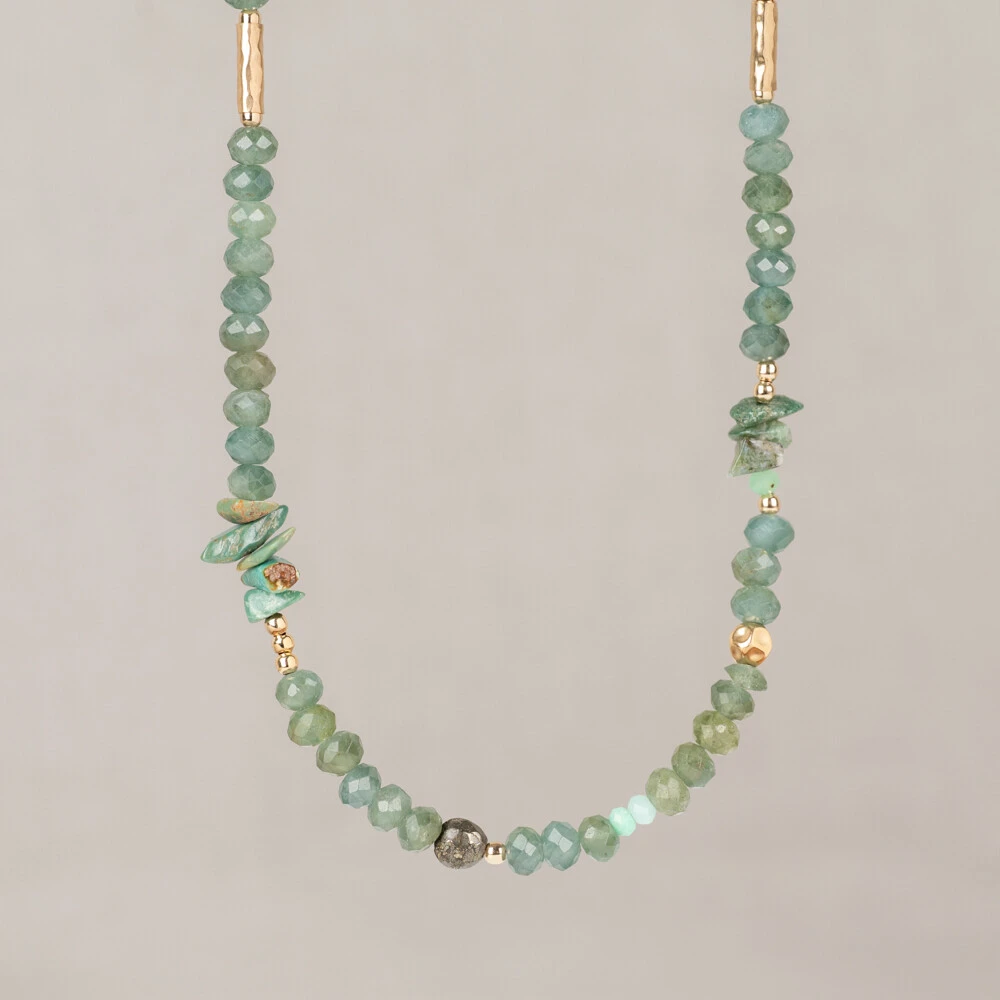 Collier LIMITED groene Kyaniet + Goldfilled