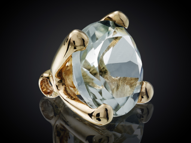 Danser | 18 karaat geelgouden zettinghanger | 8mm prasioliet