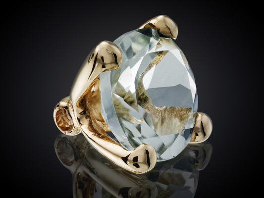 Danser | 18 karaat geelgouden zettinghanger | 8mm prasioliet