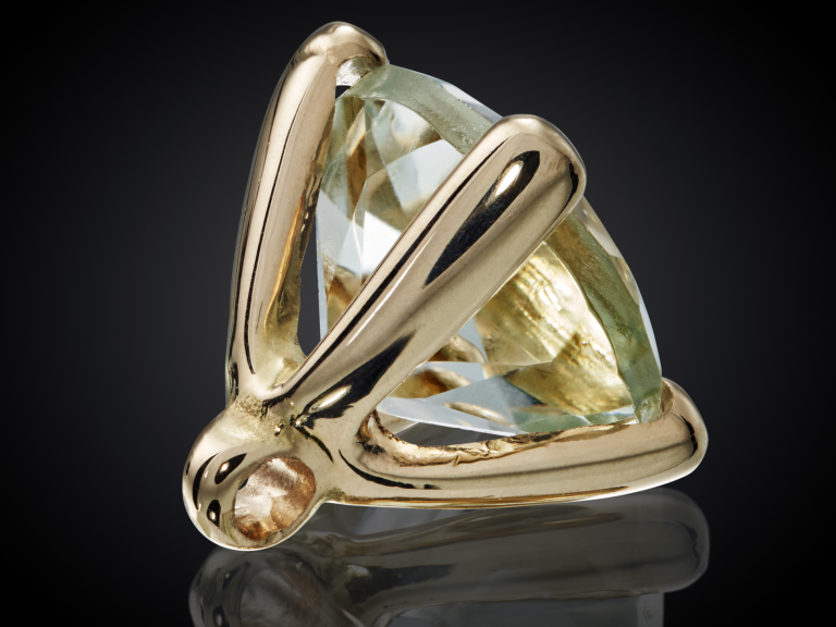Danser | 18 karaat geelgouden zettinghanger | 8mm prasioliet
