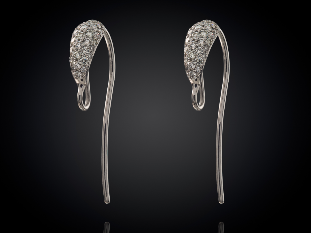 Danser | 18 karaat witgouden oorhangers | diamant incrustratie gezet | 70x tw vvs diamant - 0.62crt