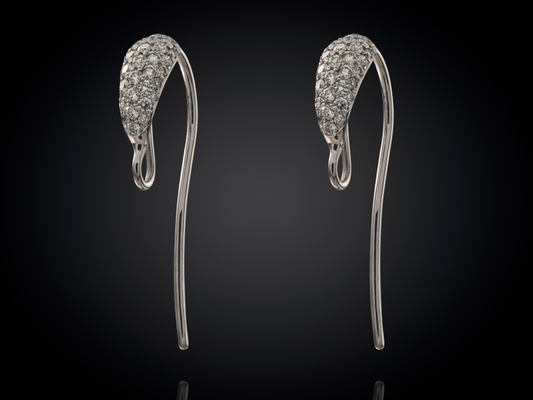 Danser | 18 karaat witgouden oorhangers | diamant incrustratie gezet | 70x tw vvs diamant - 0.62crt