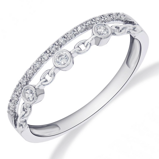 Fantasie ring dubbel met schakel