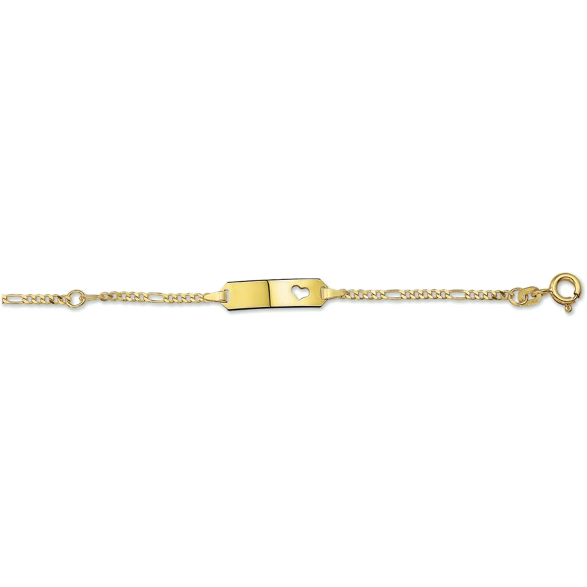 graveerarmband figaro hart plaat 5,0 mm 14K geelgoud