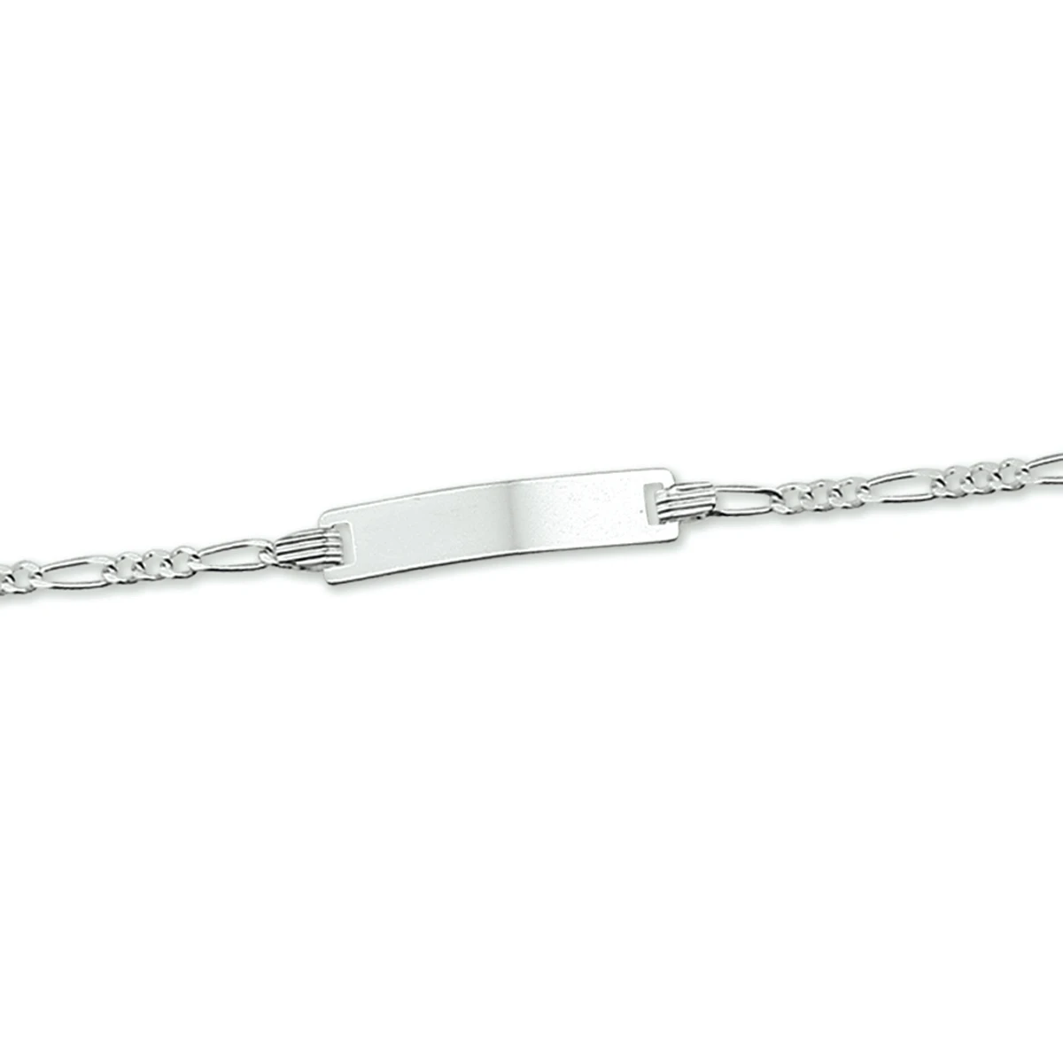 graveerarmband figaro plaat 4,2 mm zilver wit