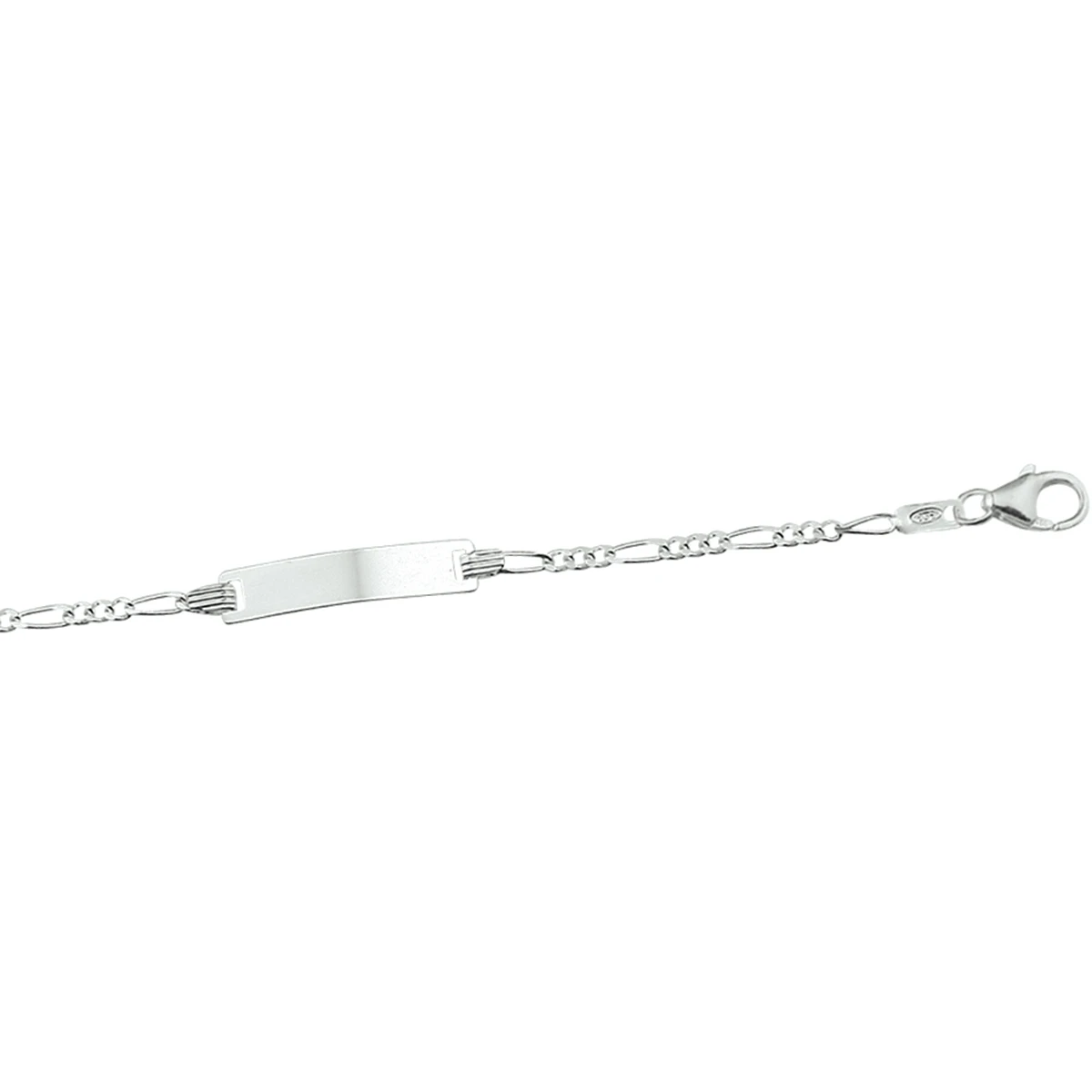 graveerarmband figaro plaat 4,2 mm zilver wit
