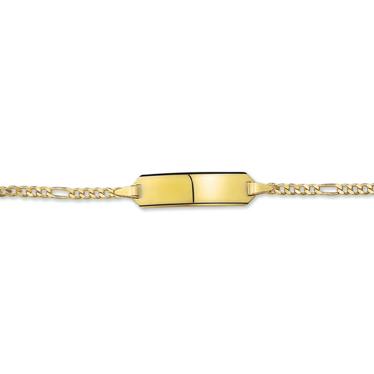 graveerarmband figaro plaat 5,0 mm 14K geelgoud