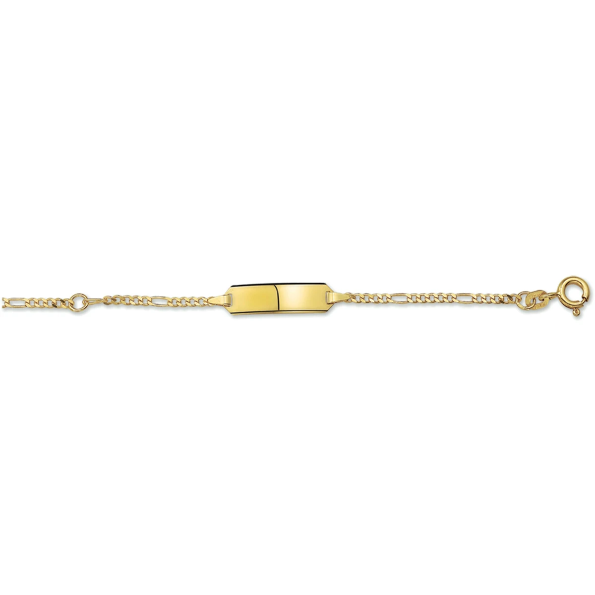 graveerarmband figaro plaat 5,0 mm 14K geelgoud