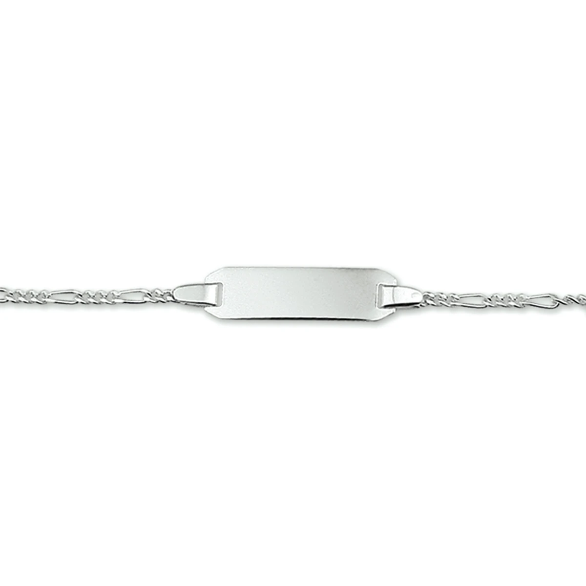 graveerarmband figaro plaat 5,0 mm zilver wit