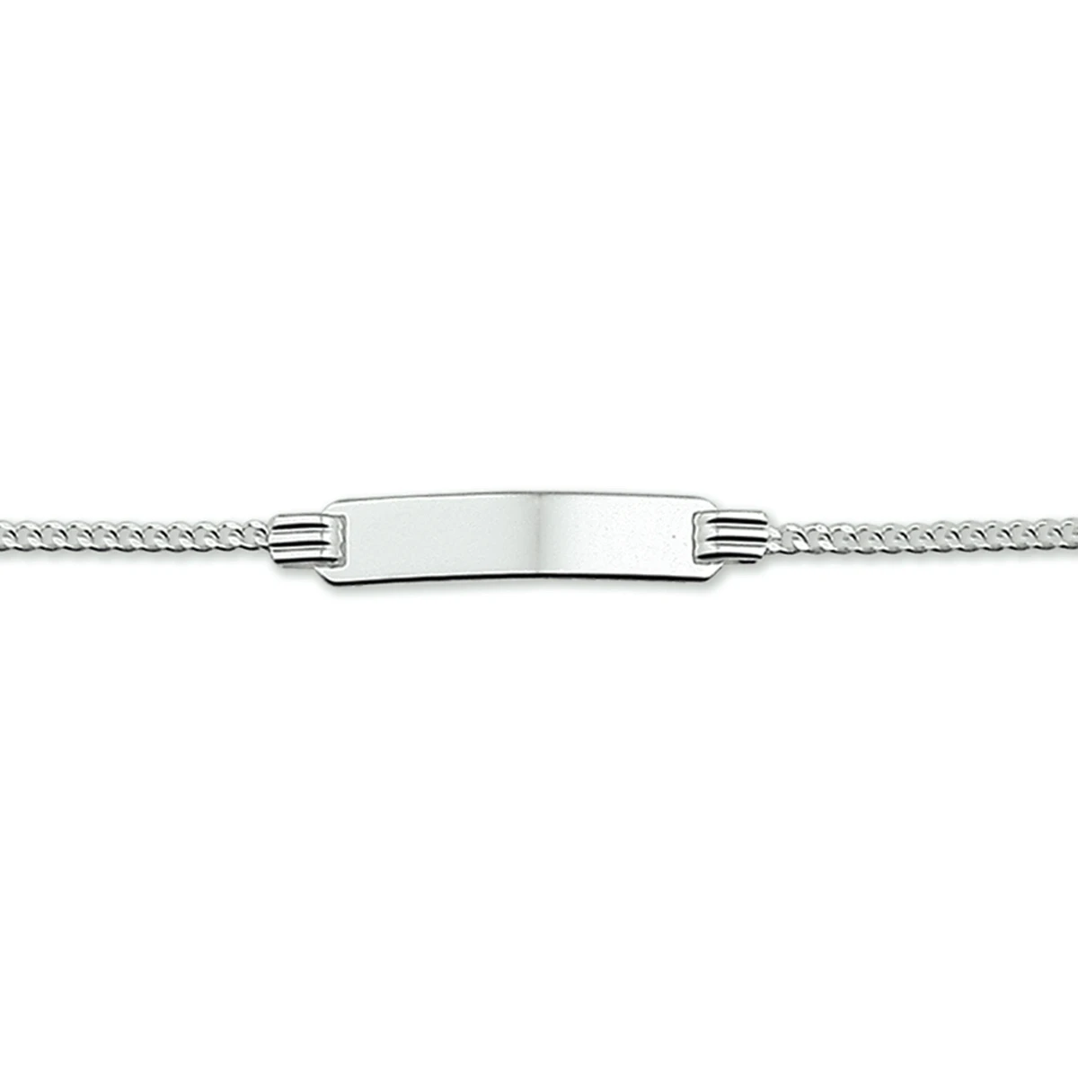 graveerarmband gourmette 4 zijdes geslepen plaat 4,8 mm zilver wit