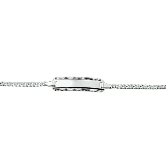 graveerarmband gourmette 4 zijdes geslepen plaat 5,0 mm zilver wit