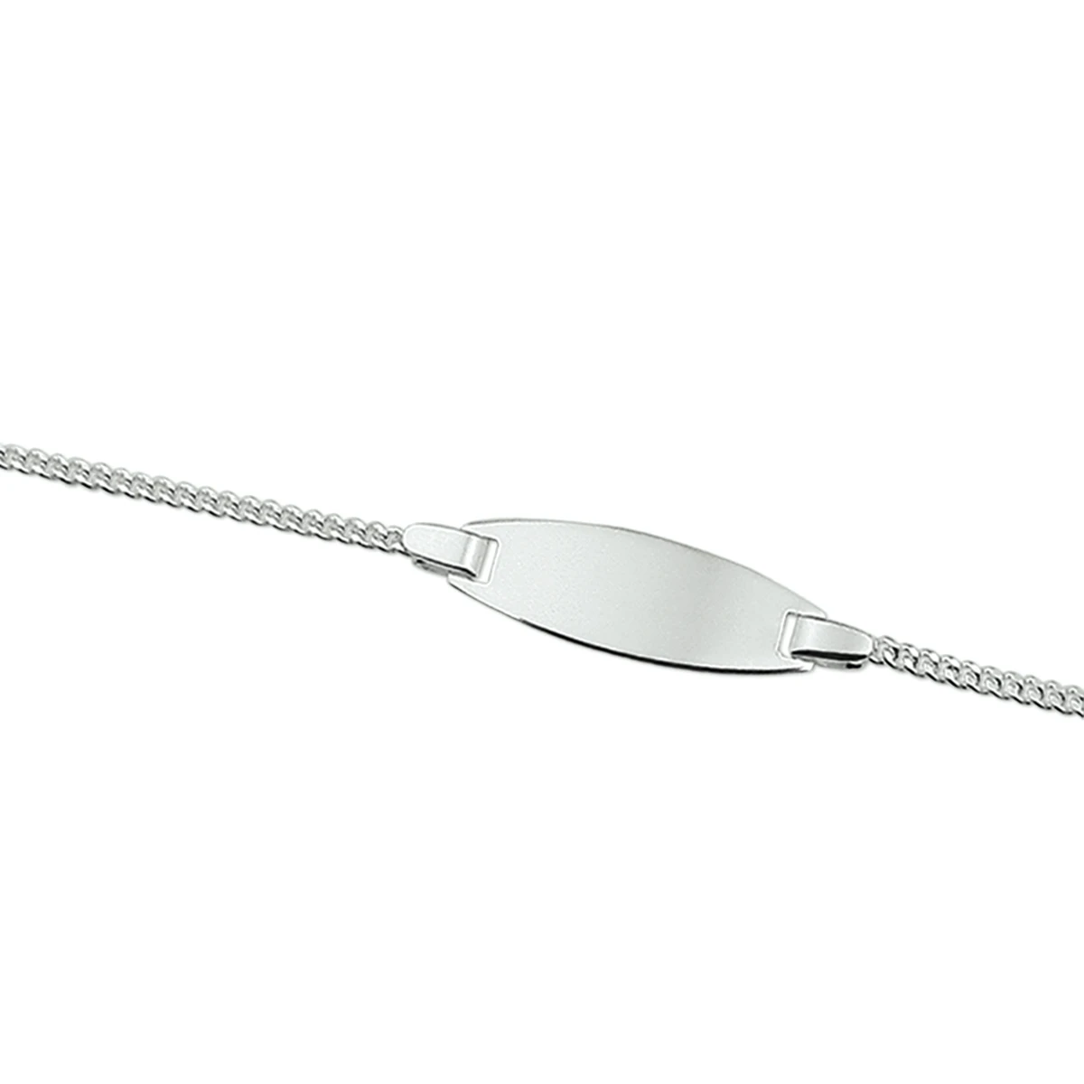 graveerarmband gourmette plaat 8 mm zilver wit