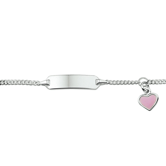 graveerarmband hart emaille plaat 5,0 mm zilver wit