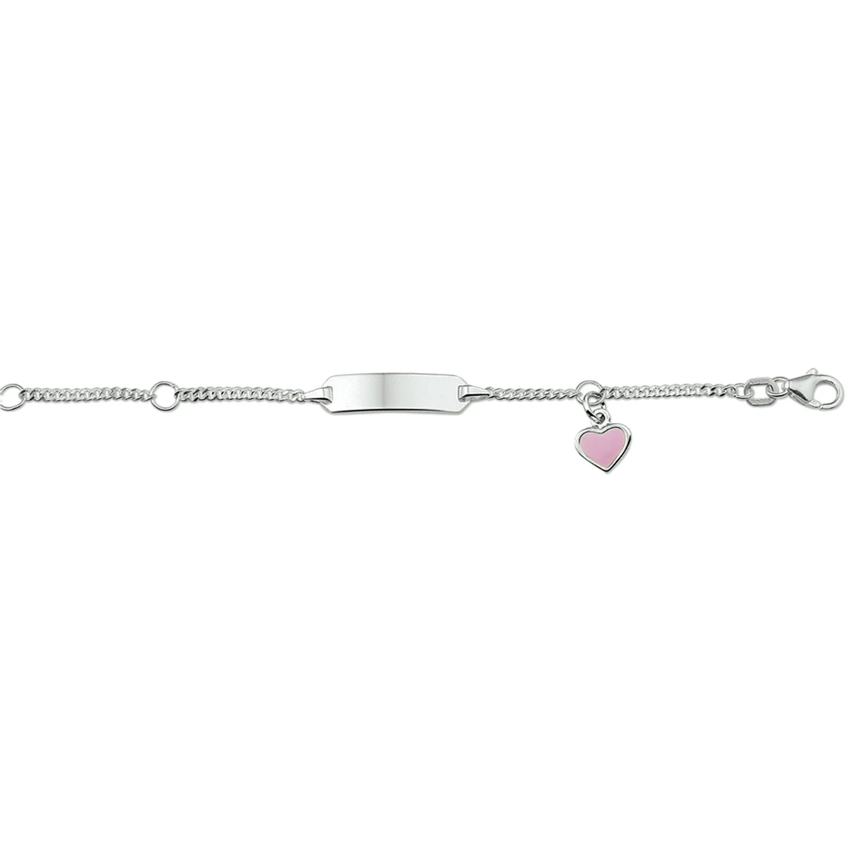 graveerarmband hart emaille plaat 5,0 mm zilver wit