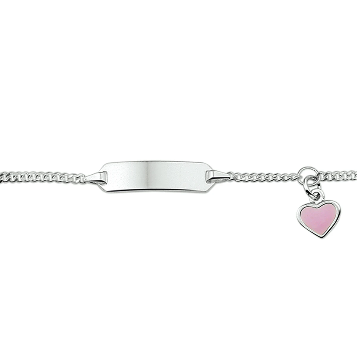graveerarmband hart emaille plaat 5,0 mm zilver wit
