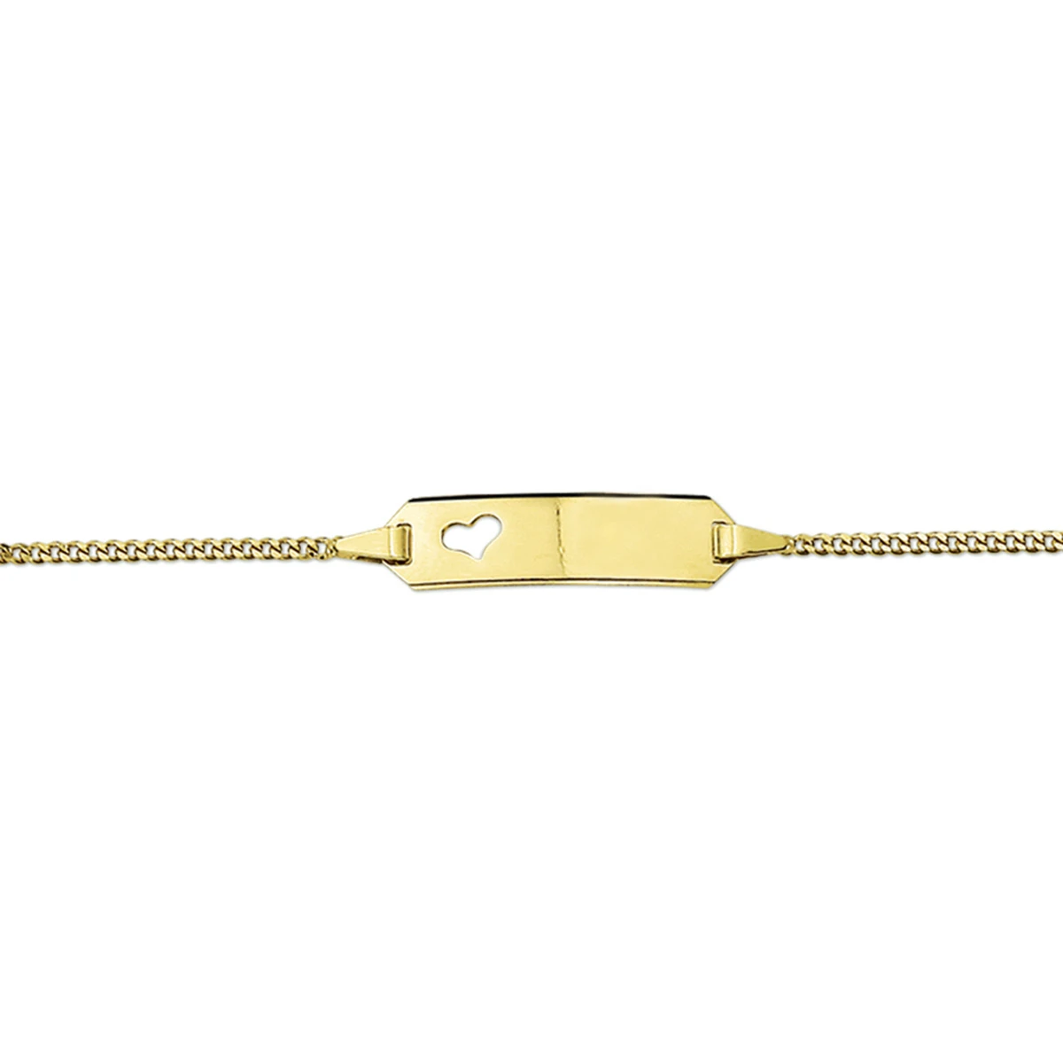 graveerarmband hart gourmette 4 zijdes geslepen plaat 5,0 mm 14K geelgoud