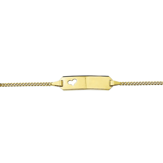 graveerarmband hart gourmette 4 zijdes geslepen plaat 5,0 mm 14K geelgoud