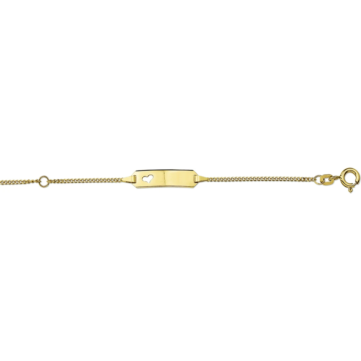 graveerarmband hart gourmette 4 zijdes geslepen plaat 5,0 mm 14K geelgoud