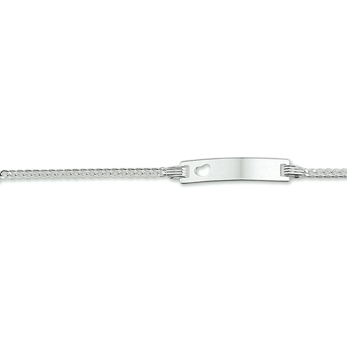 graveerarmband hart gourmette plaat 4,2 mm zilver wit
