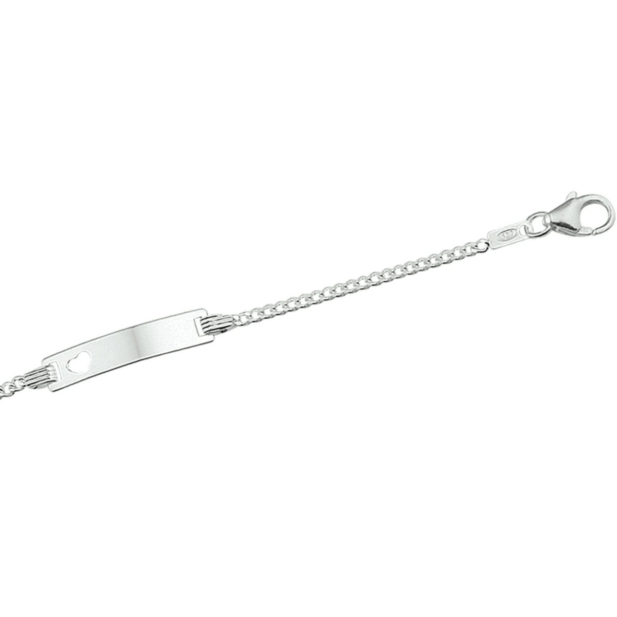 graveerarmband hart gourmette plaat 4,2 mm zilver wit