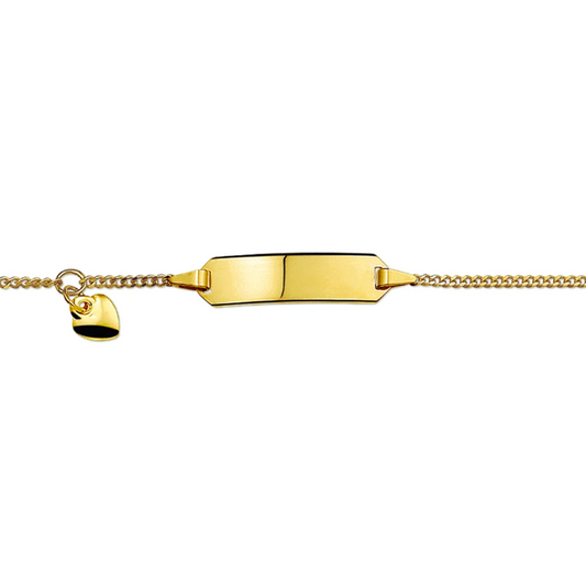 graveerarmband hart gourmette plaat 5,0 mm 14K geelgoud
