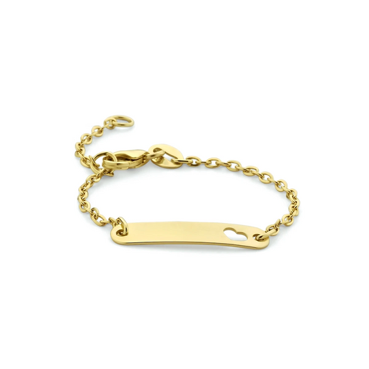 graveerarmband hart plaat 4,0 mm 14K geelgoud