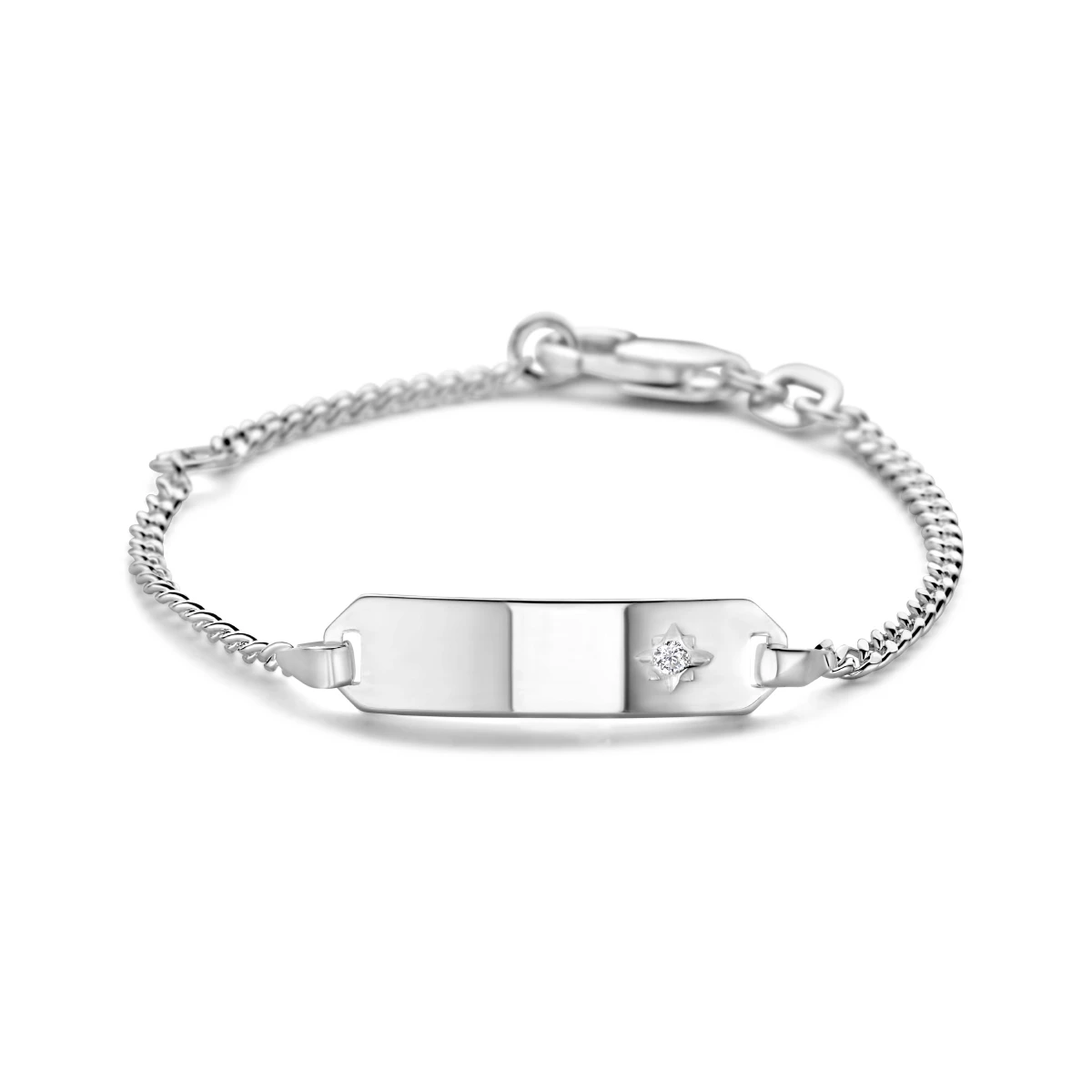 graveerarmband zirkonia gourmet plaat 5,0 mm zilver wit
