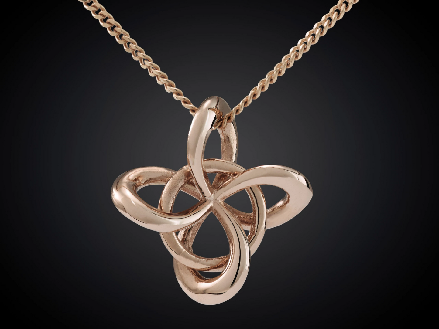 Hartstocht | 14 karaat roodgouden infinity hanger 4 bogen en losse draadring in het midden