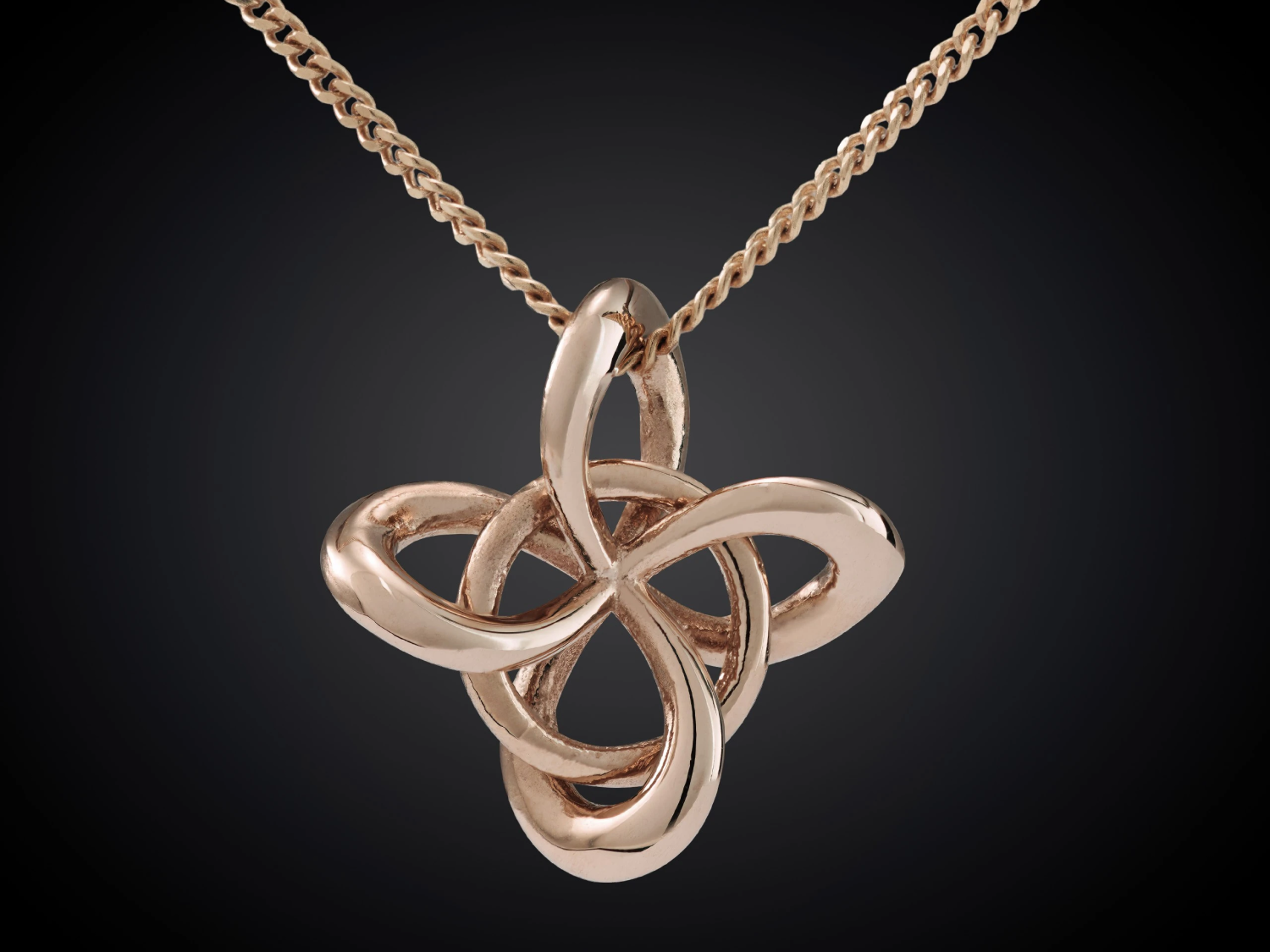 Hartstocht | 14 karaat roodgouden infinity hanger 4 bogen en losse draadring in het midden