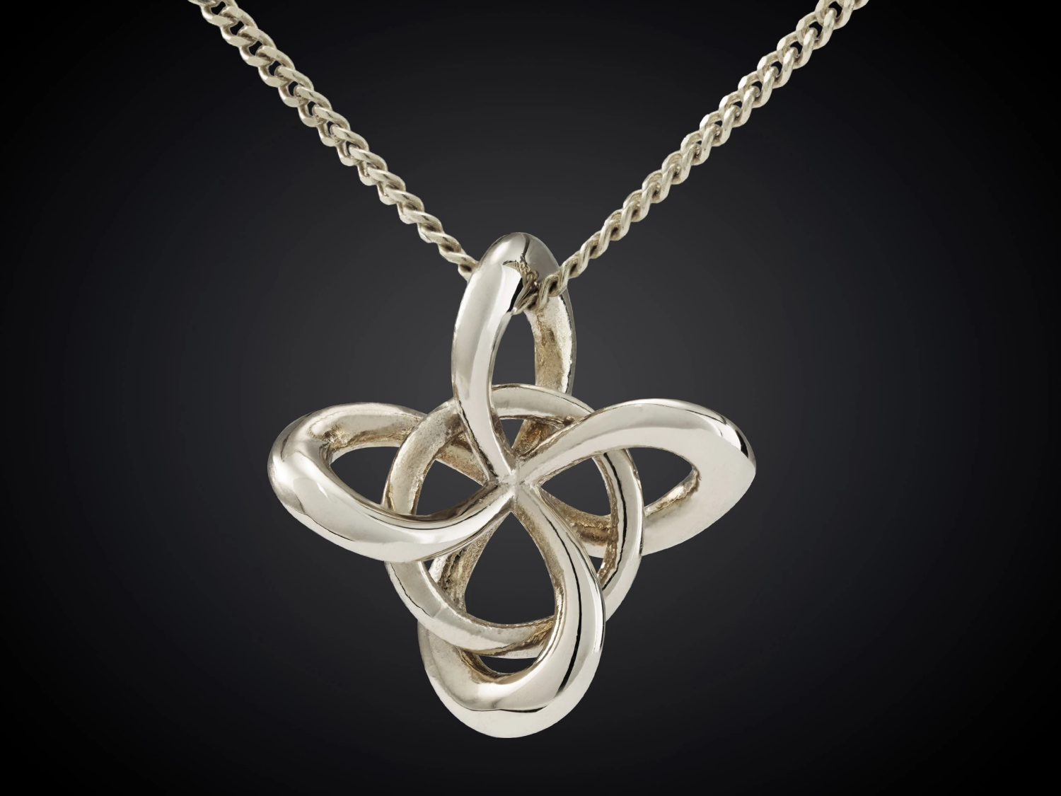 Hartstocht | 14 karaat witgouden infinity hanger 4 bogen en losse draadring in het midden