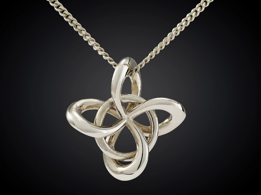 Hartstocht | 14 karaat witgouden infinity hanger 4 bogen en losse draadring in het midden