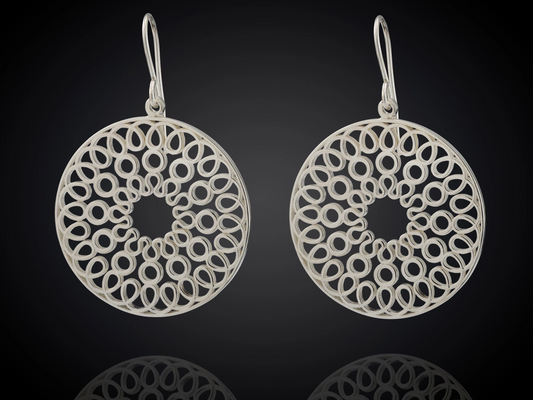 Zilveren mandala oorhangers