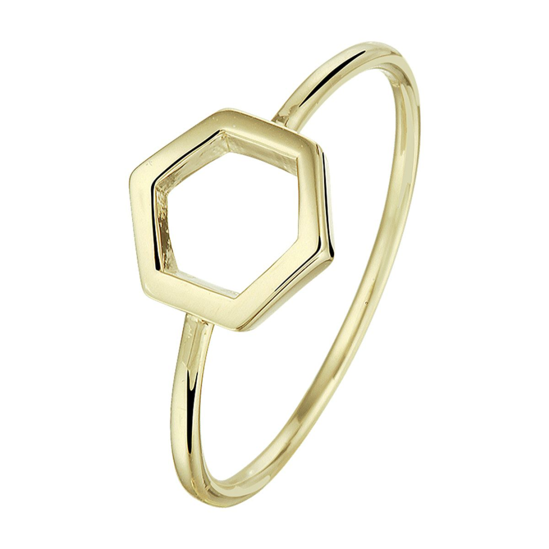 Geelgouden ring met open 6 hoek
