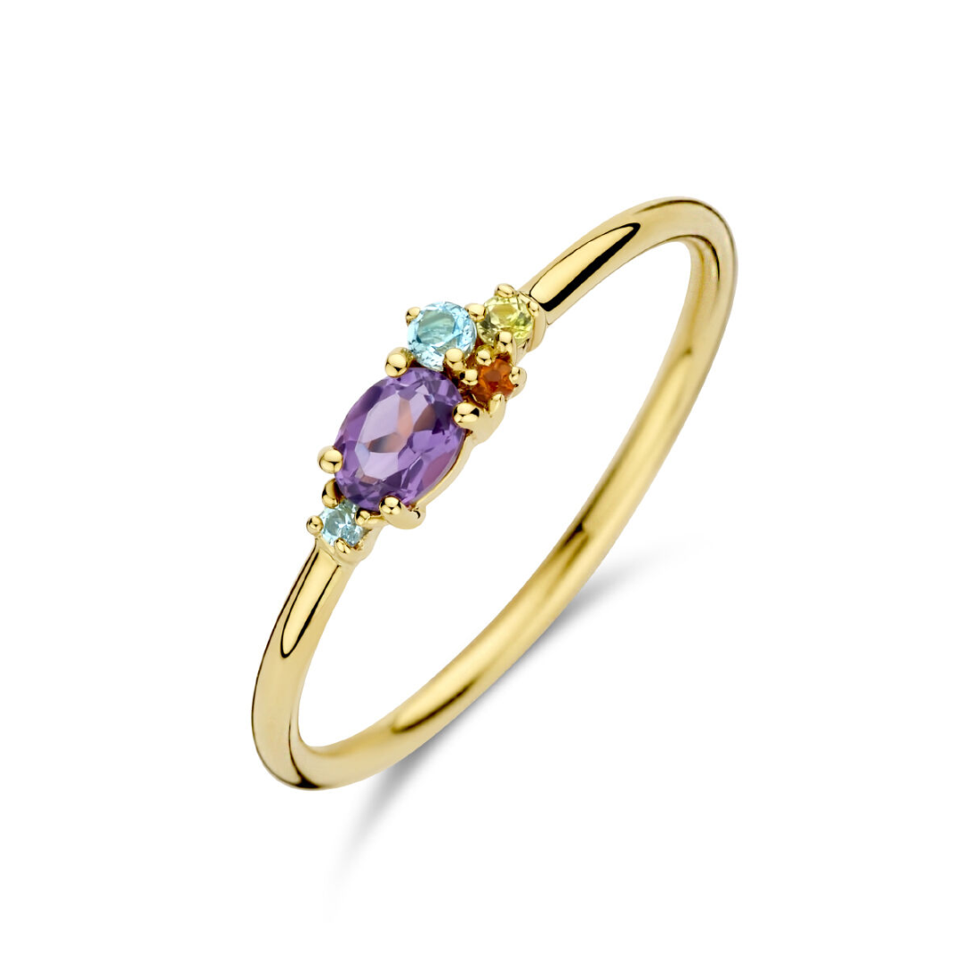 Ring Blauw,geel,geel,groen,paars