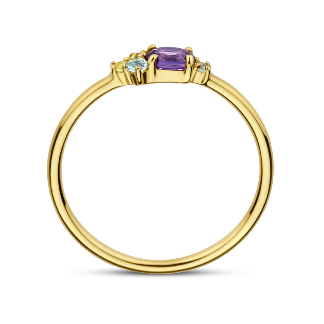 Ring Blauw,geel,geel,groen,paars