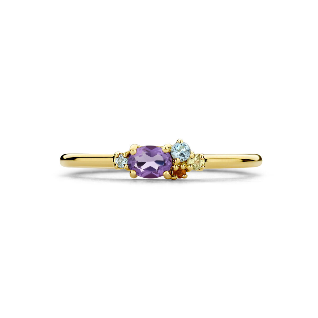 Ring Blauw,geel,geel,groen,paars
